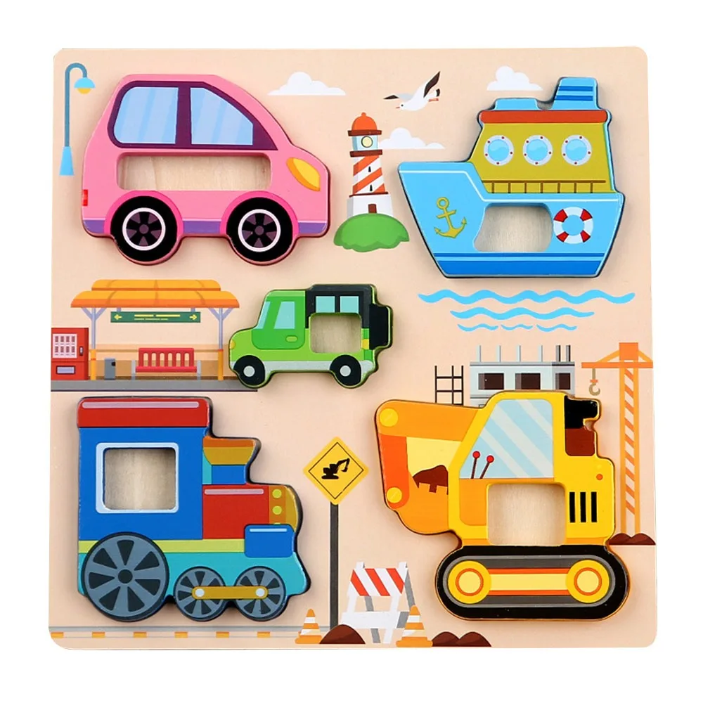 

High Quality 3D Wooden Puzzles Safe Portable Intelligence Puzzle Cute Animal Series Animals Cognitive Jigsaw Puzzle Children