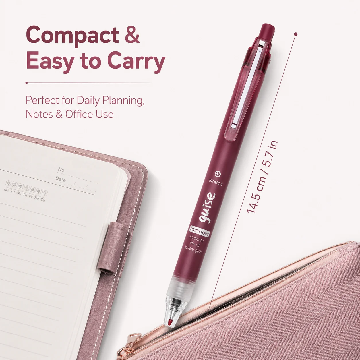 Bordeaux red wine gel pen 0.5mm ST fine pointed black ink telescopic matte elegant writing office stationery 5