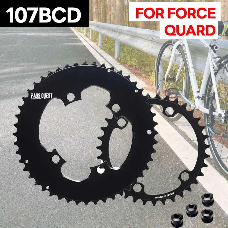 

107 Bcd Chainring For Sram Force Quarq Power Meter Axs 12 Speeds Road Bike Silver Double Chain Ring 107bcd Aero 2x Dish Crown