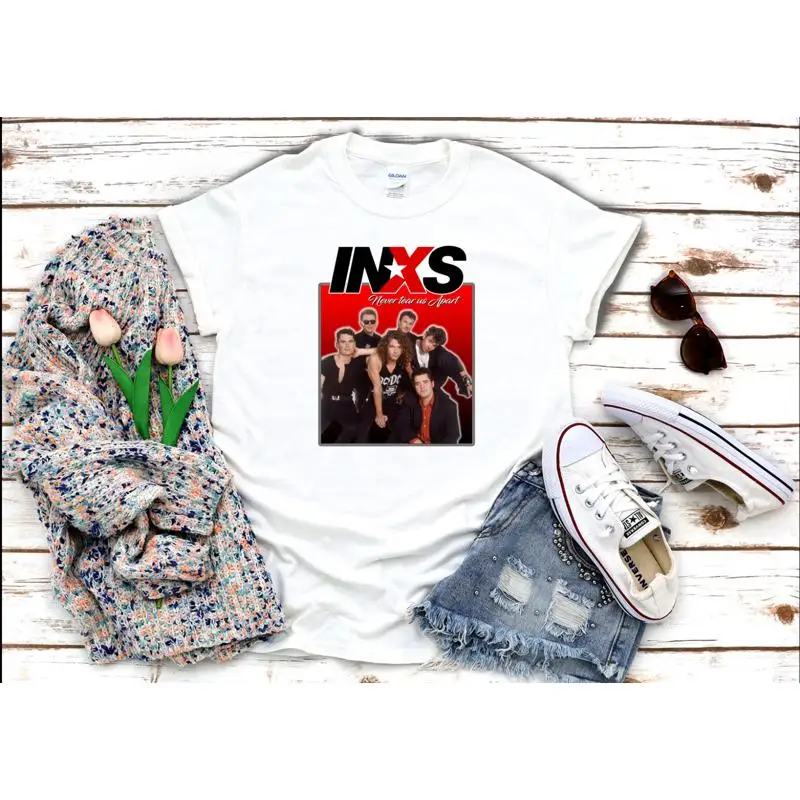 Inxs Never Tear Us Apart 3 4 camiseta blanca y negra para mujer G902