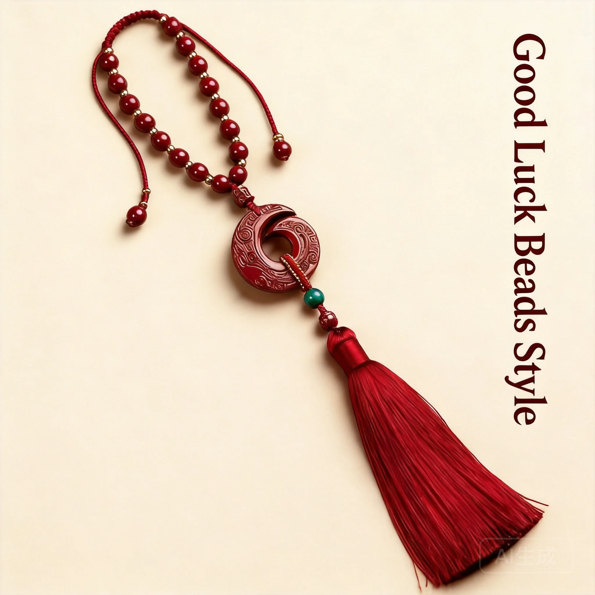 Chinese Style Cinnabar Car Hanging Lucky Fortune Blessing Rearview Mirror Pendant Tassel Good Luck Car Ornament Valentines Day