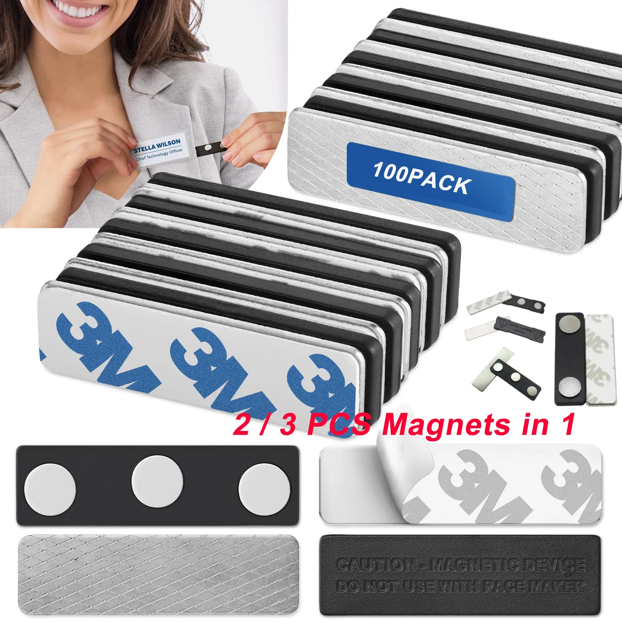 100PCS Magnetic Name Tag Holders with Extra-Strong Neodymium Magnets for Securely Attaching ID Badges Name Tags and Accessories