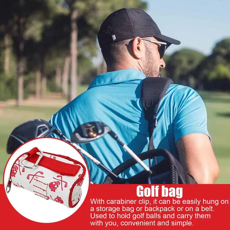 Golf Ball Pouch Skull Pattern Golf Ball Carry Bag Golf Accessory Holder For Men And Women Storage Carry Pouch Store 2 Balls And