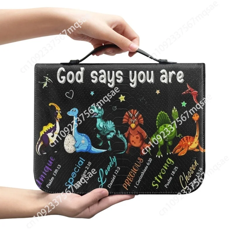 

God Says You Are Personalized Print Church Bible Cover Case PU Handbags Study Book Holy Storage Boxes For Kids Boys Girls