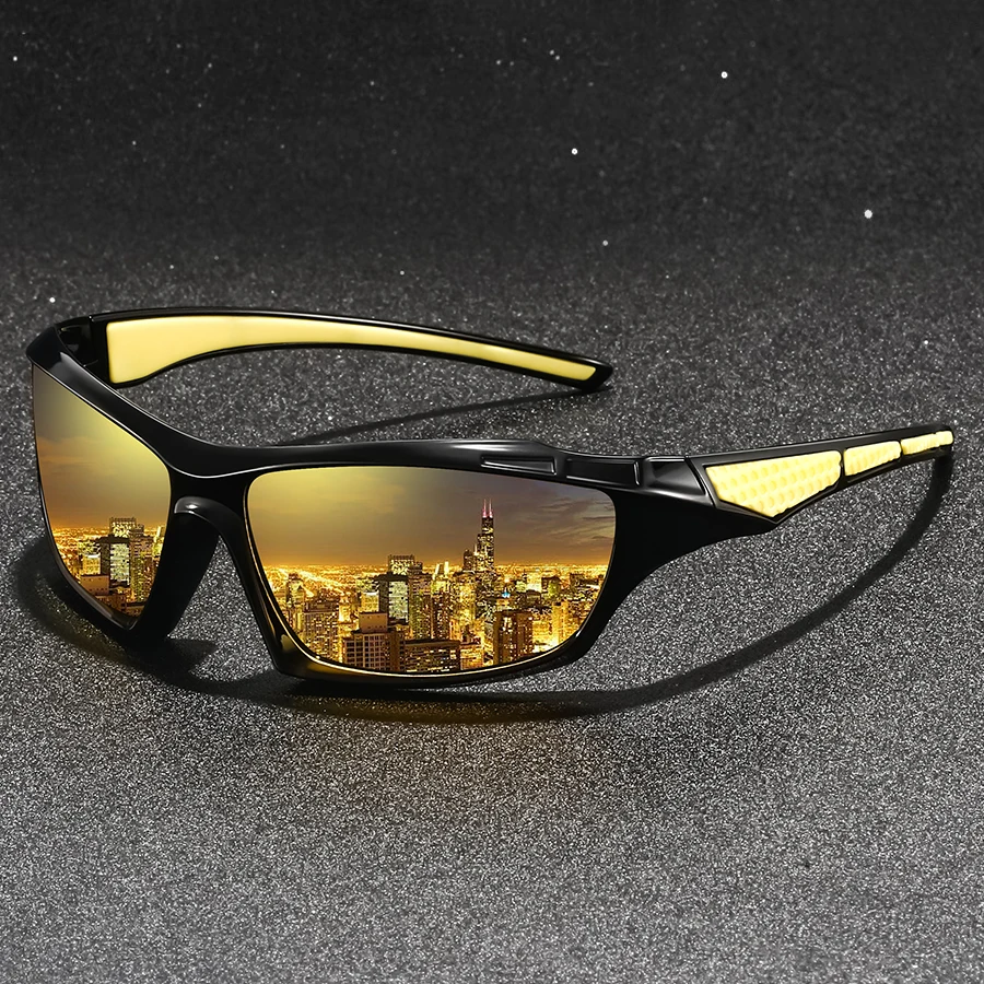 Unisex Vintage Fashion Night Vision Running Glasses Anti-Reflective Lenses Sports Eyewear for Reduced Visual Fatigue