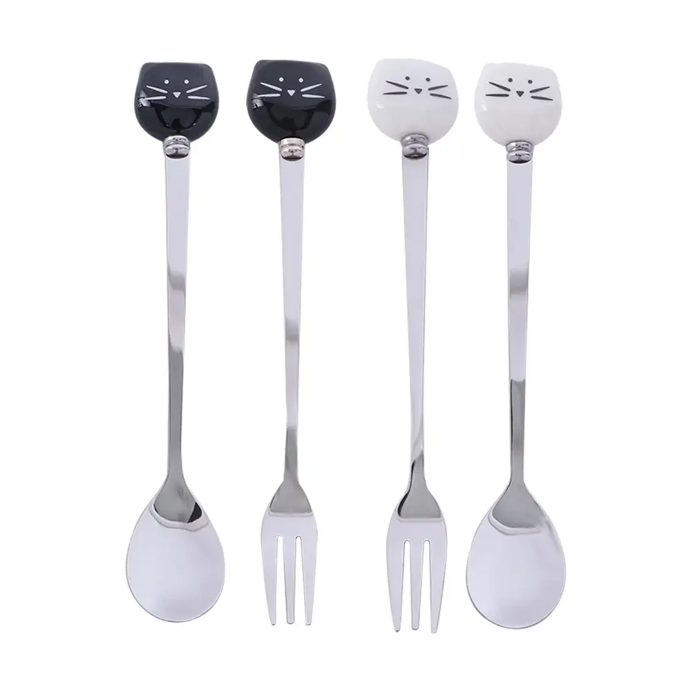 Home Cake Stainless Steel Tableware Cute Animals Stirring Tool Cat Dessert Spoon Coffee Stirrer Tea Spoons