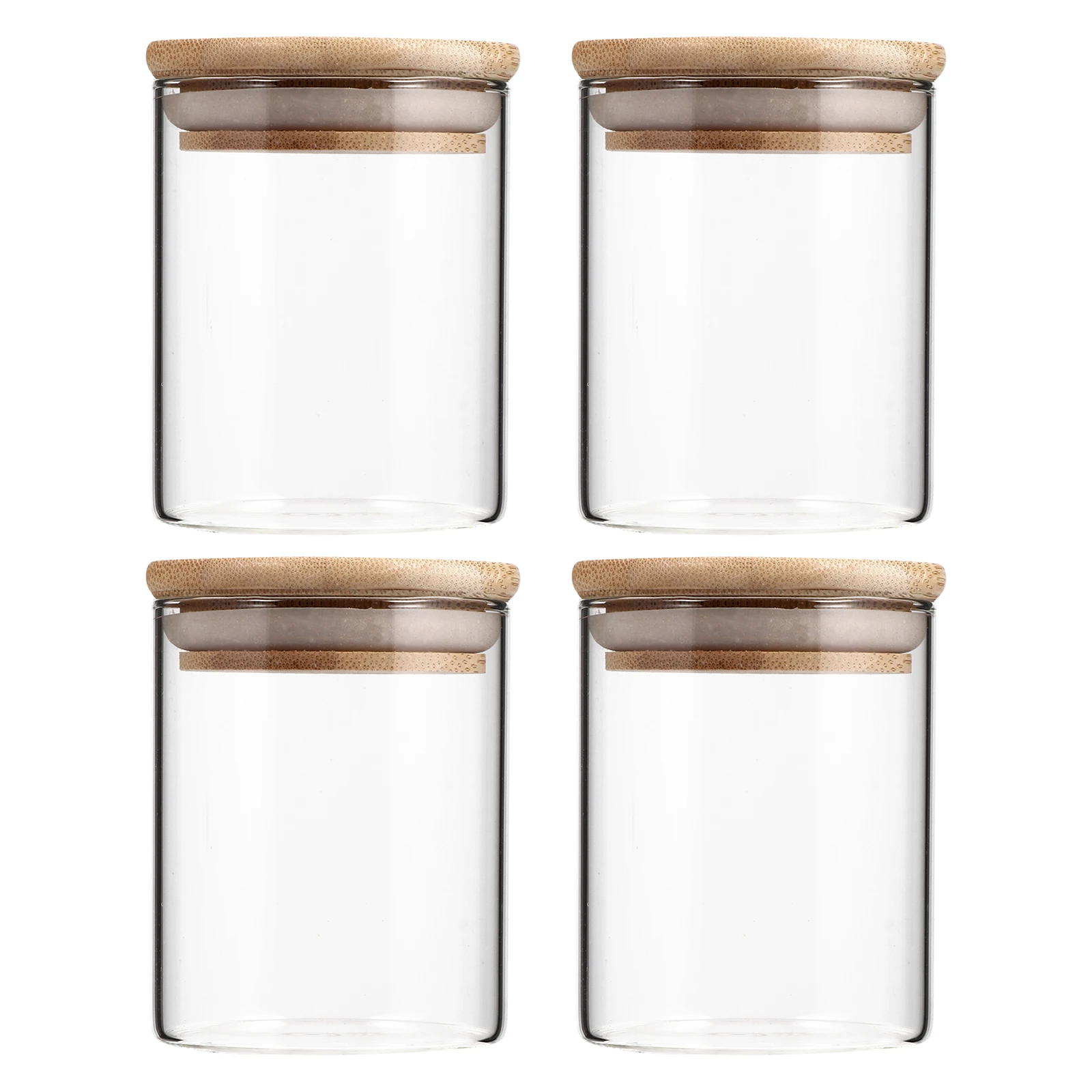 

4pcs Glass Food Storage Jar Jars Containers Kitchen Canisters Storage Candy Food Tea Canister Fresh Keeping Effect