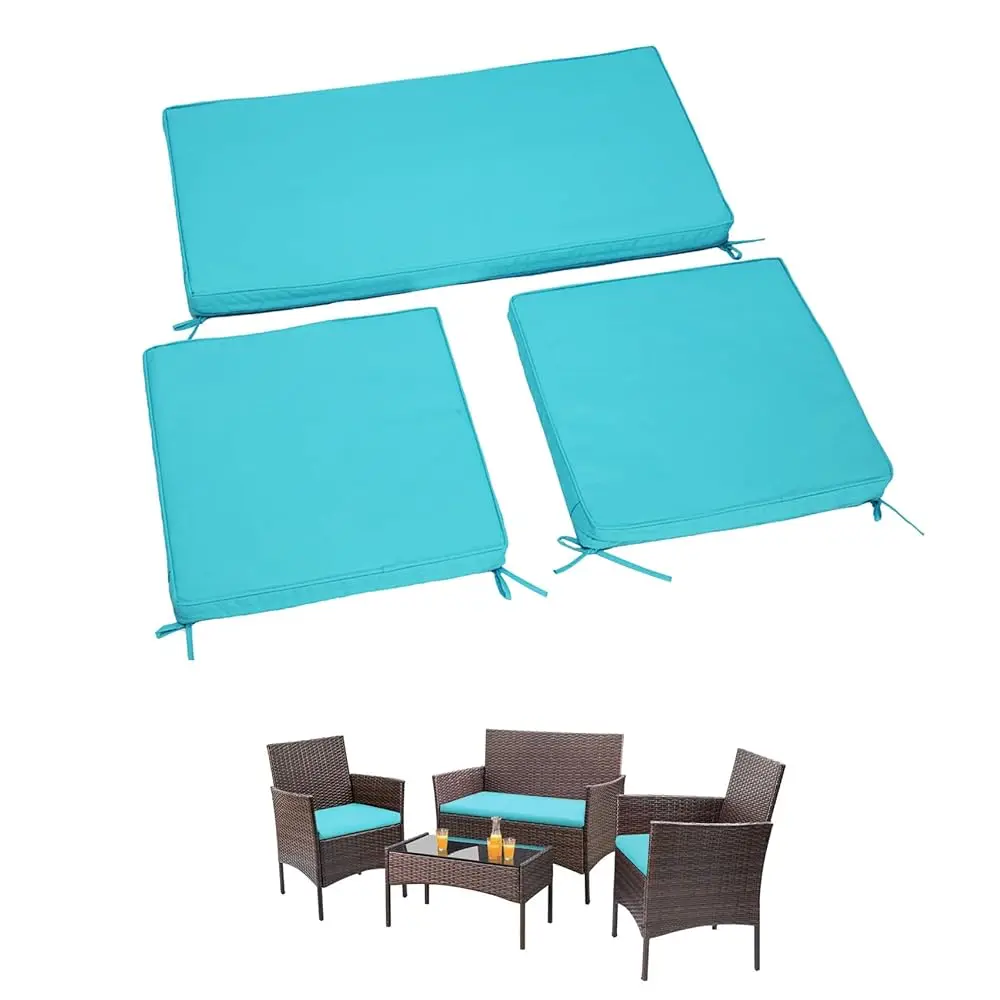 

3 Piece Foam Wicker Cushion Set, Fit Patio Furniture Set 4 Pieces Outdoor Rattan Chair, Waterproof Outdoor Loveseat Replacement