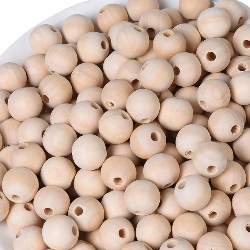 10-100pcs Natural Unfinished Round Ball Wooden Spacer Loose Beads for DIY Bracelet Necklace Jewelry Home Decor Craft Making