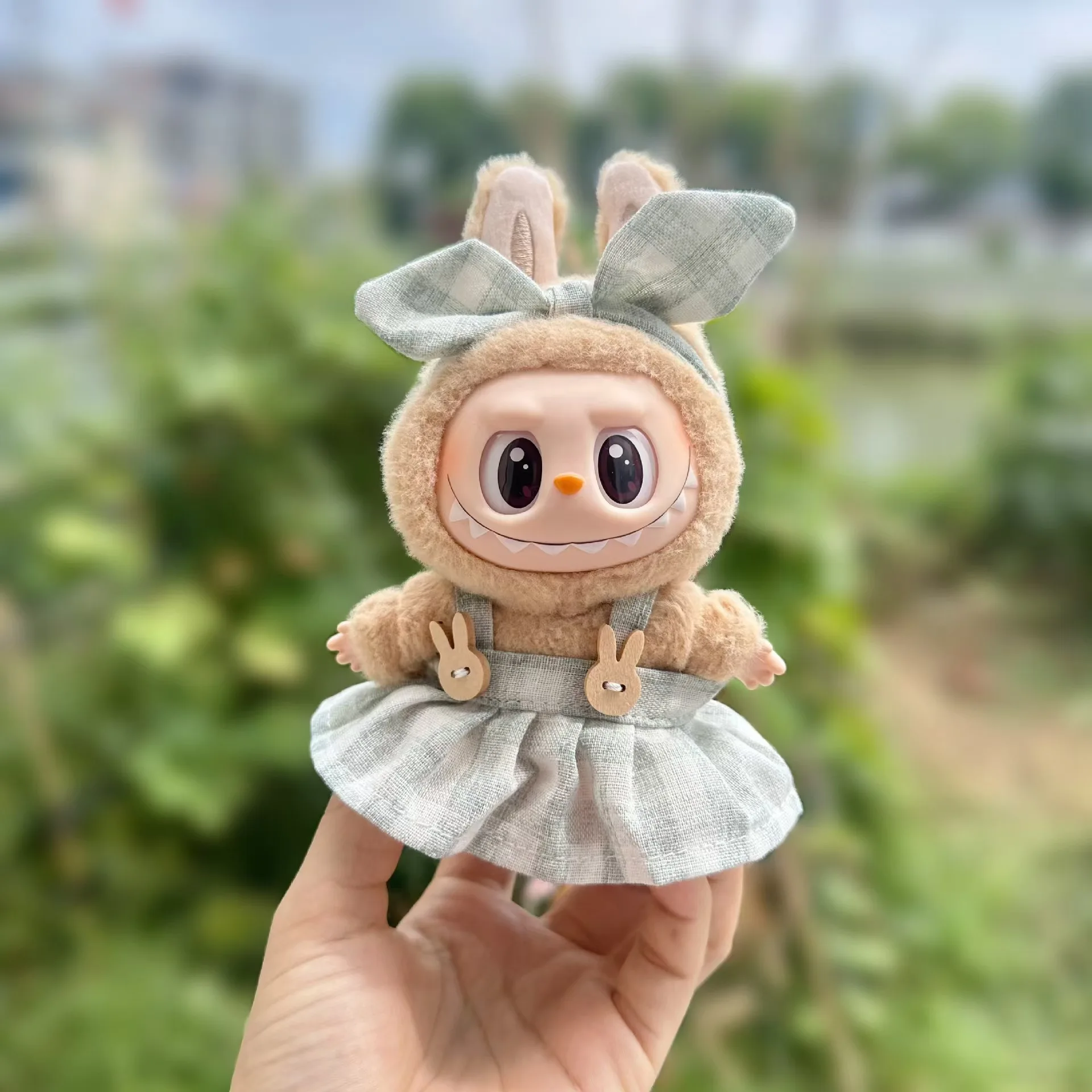 17cm labubu plasticine II Bálvány dolls Mali Plüss doll's ruhák Első lépés pántos Szoknya accessor számára Korea kpop exo Kotlás Avatás