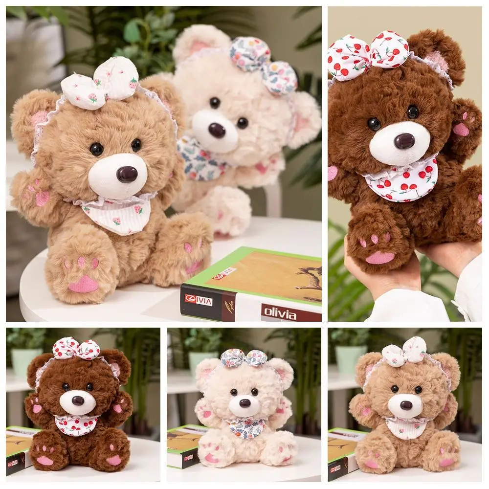 

PP Cotton Bowknot Bear Plush Doll Cherry Strawberry Bear Plush Kids Toy Cartoon Ins Stuffed Animals Plush Doll
