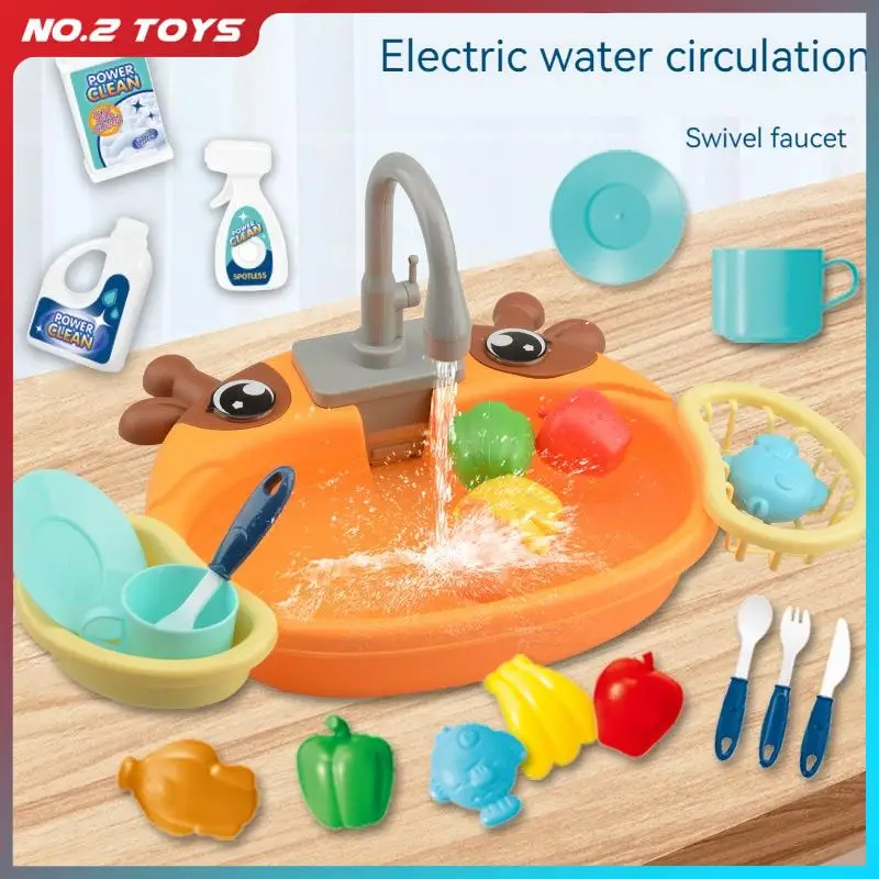 

Pretend Play Children's Dishwashing Table Automatic Water Circulation Kitchen Toy Set Boy Girl Dish Wash Sink Early Learning Toy