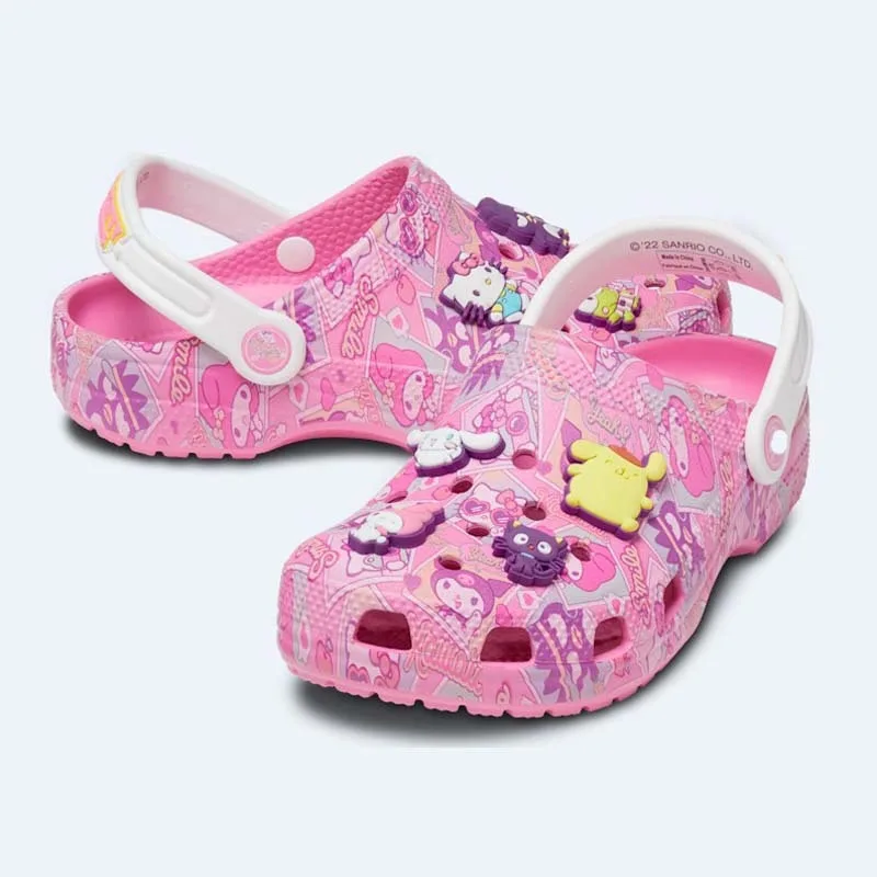 Sanrio Hellokitty Kuromi Melody Children Slippers Non-slip Soft-soled Wrap New SummerGirls CartoonToe Sandals Gift Beach Shoes