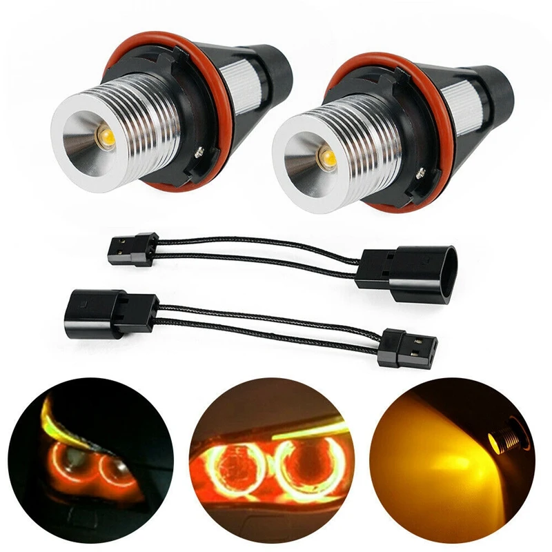 NEW-8000K Amber LED Angel Eye Marker Halo Light Bulbs Lamps for -BMW E39 E53 E60 E63 E64 E66 E87 5 6 7 X3 X5 [Pack of 2 Pcs]