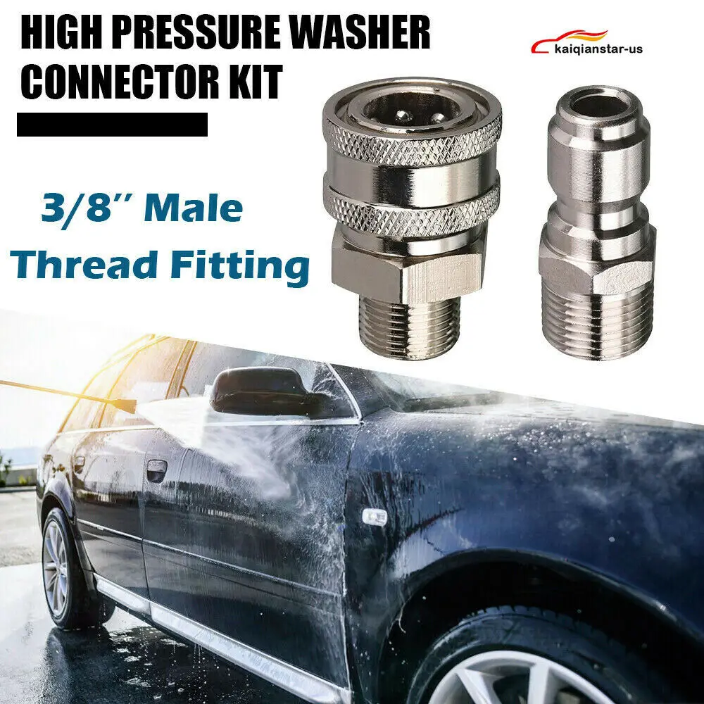 Adapter Kit Pressure Washer Adapter Injectors Male Thread Stainless Steel Male Quick Connector 5000 PSI Adapter