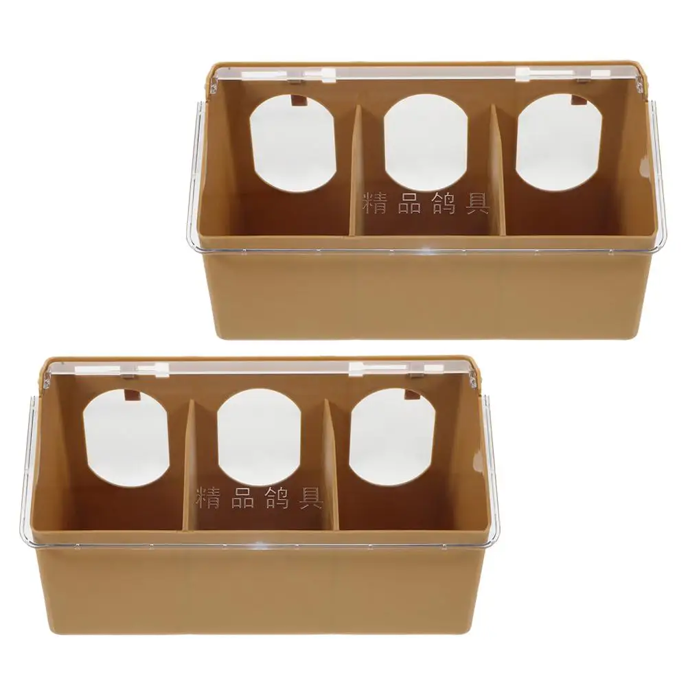 

2Pcs Multifunctional Hanging Box Pigeon Feeder Parrot Quail Cage Bird Brown Food Bowl Large Capacity Feeding Tool Indoor Outdoor