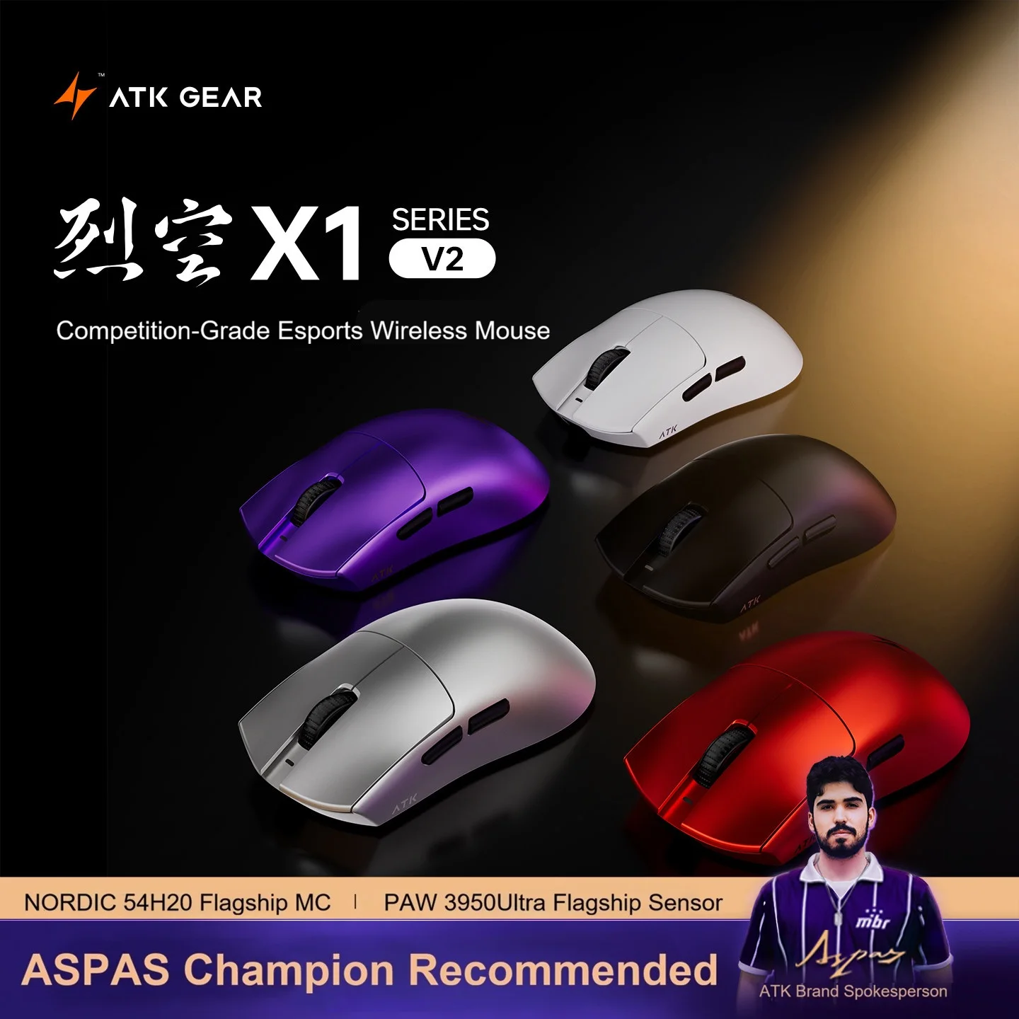 ATK X1 V2 Ultimate 2.0 Mouse Wireless PAW3950Ultra 54g Lightweight 42000DPI 750IPS 0.163ms Low Latency Gamer Accessory Gifts