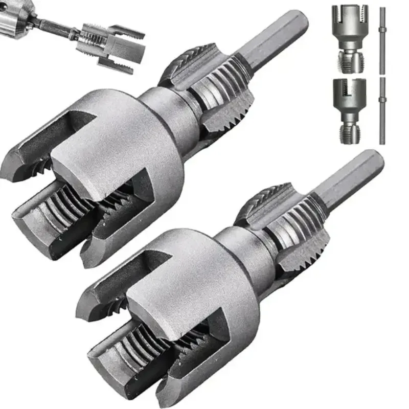 Pipe Thread Cutting Tool Integrated Internal & External Pipe Threading Tool Electric Drill Compatible PVC Pipe Threader Kit