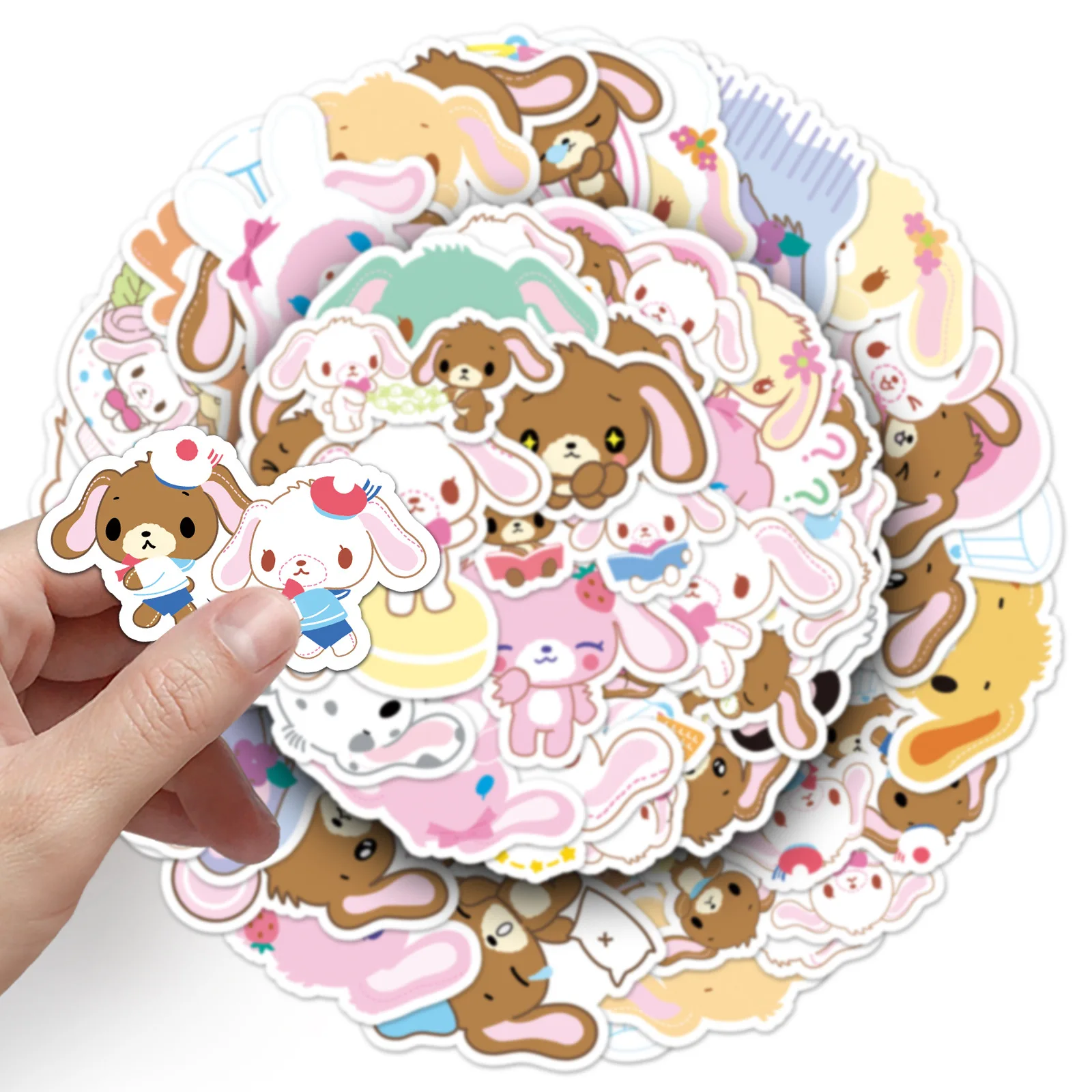 10/50PCS Sanrio Kawaii Sugarbunnies Adesivi Cartoon Cute Doodle Decalcomanie Impermeabili per Frigorifero Guardaroba Scrapbook Adesivi