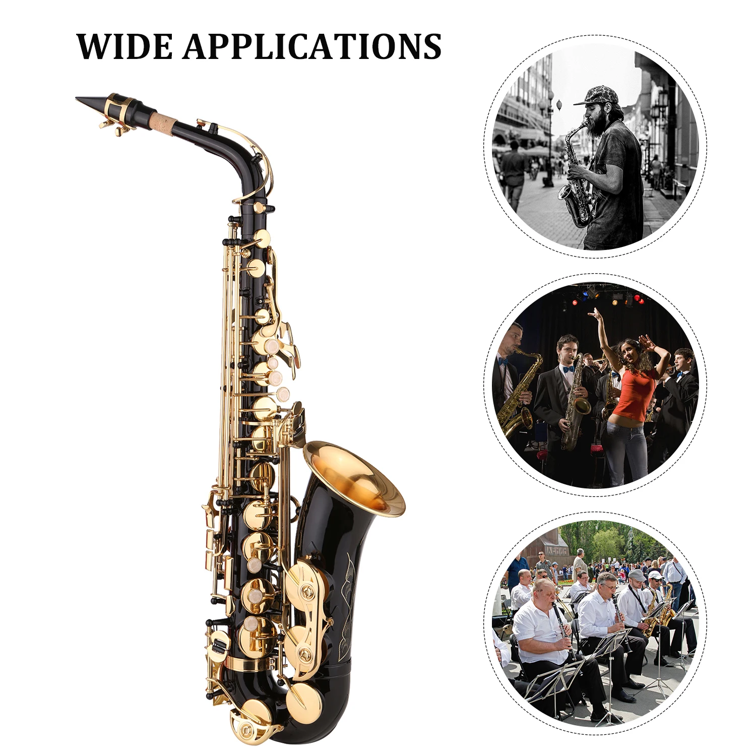 Eb Alto Saxophone Brass Paint E-flat Sax Black Paint Gold Lacquer Alto Sax Woodwind Instruments with Case Saxophone Accessories