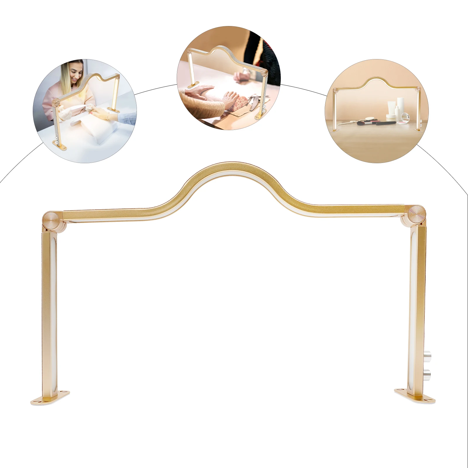 48W opvouwbare LED Nail Tech Light verstelbare helderheid en kleurtemperatuur (3000K-6000K), gouden diamant-decor tafellamp