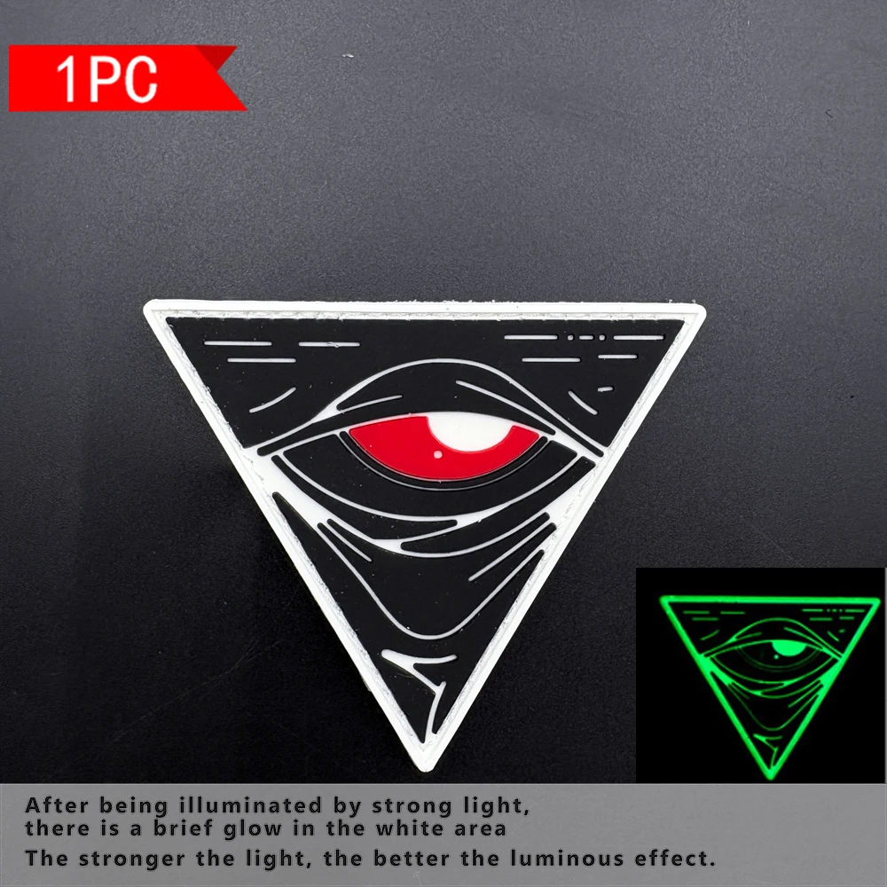 Triangular Outline Creative Eye Graphic Pvc Glow-In-The-Dark Arm Patch Badge Backpack Luggage Bag Shoe Hat Creative Patch Decoration with Fleece Backing