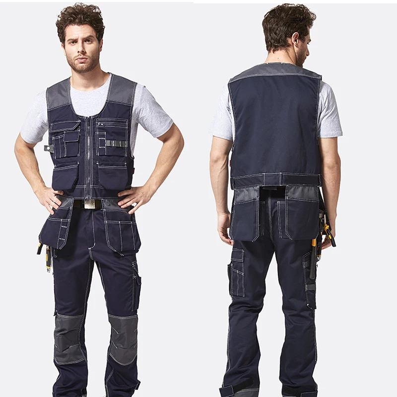 Multifunctional Work Suit Electricians Automotive Maintenance Mechanical Woodworking Reflective Wear-Resistant Cotton Work Vest
