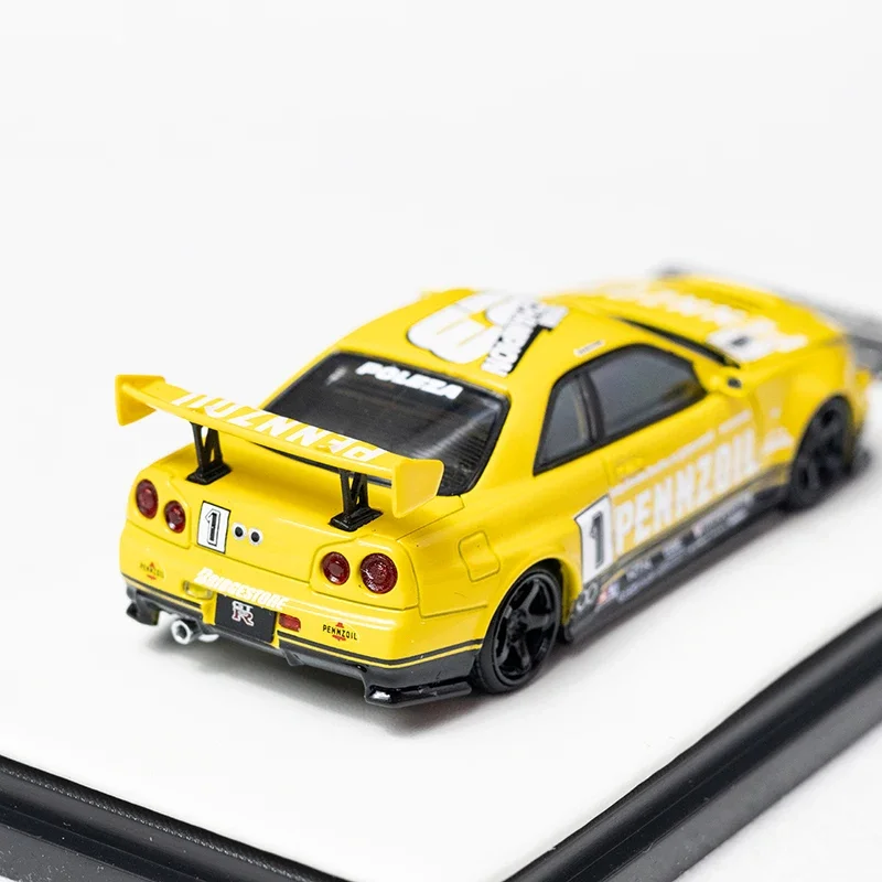 TM 1/64 Nissan GTR R34 Игрушечный автомобиль из сплава, литая под давлением металлическая модель, подарки