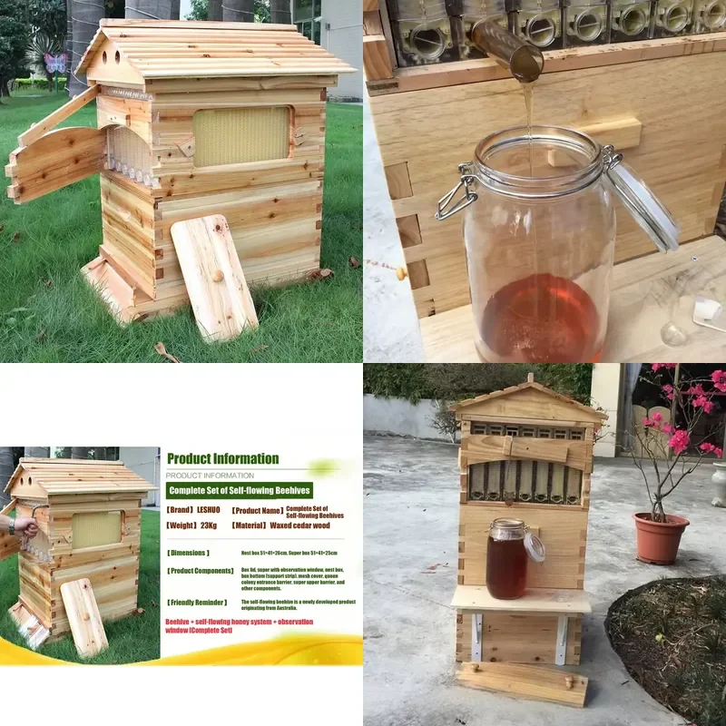 for Automatic Self Flowing Bee Hive Full Set for Beekeeping Fir Wood Outflow Beehives with 7 Frames