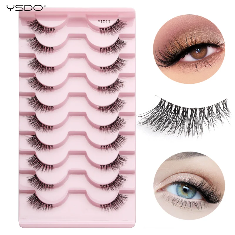 YSDO 3/5/10 Pairs Half Eyelashes  Eye End Extension Winged Cat Eye Lashes Soft Natural Makeup Tool  Fluffy Faux Cils maquiagem