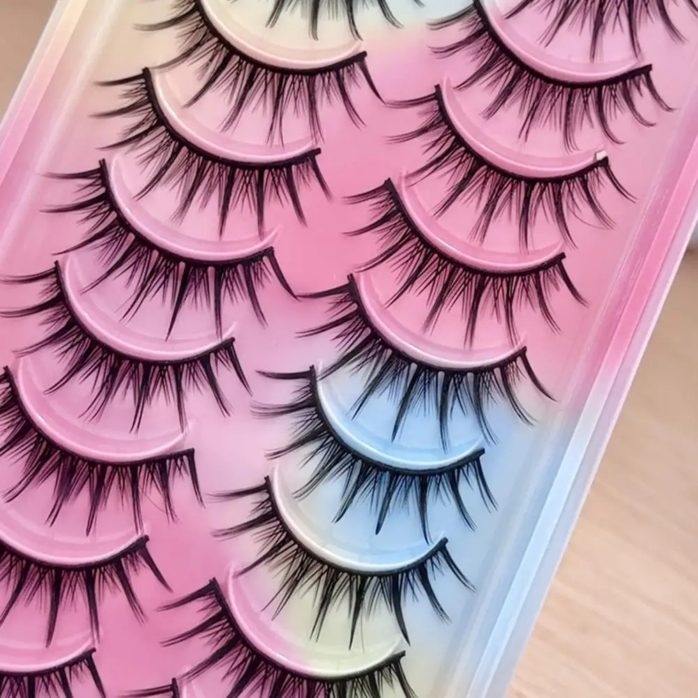 10 Pairs 3D Faux Mink Lashes Natural Full Strip Manga Lashes Fluffy Soft Natural Look False Eyelashes With Glue And Tweezers