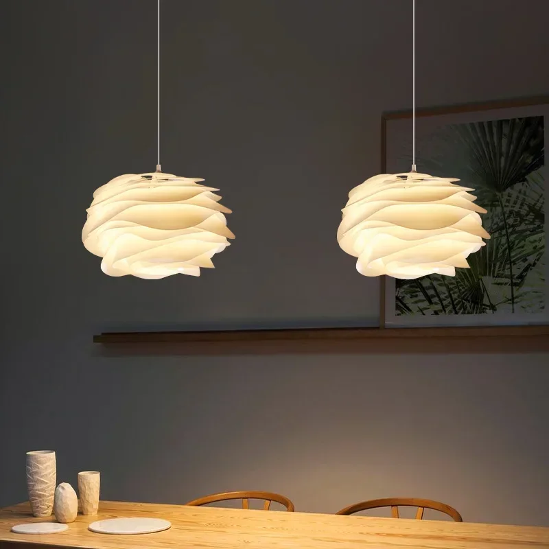 

Danish Designer Ceiling LED Pendant Light White Rose for Living Room Kitchen Island Romantic Restaurant Acrylic Petal Suspension