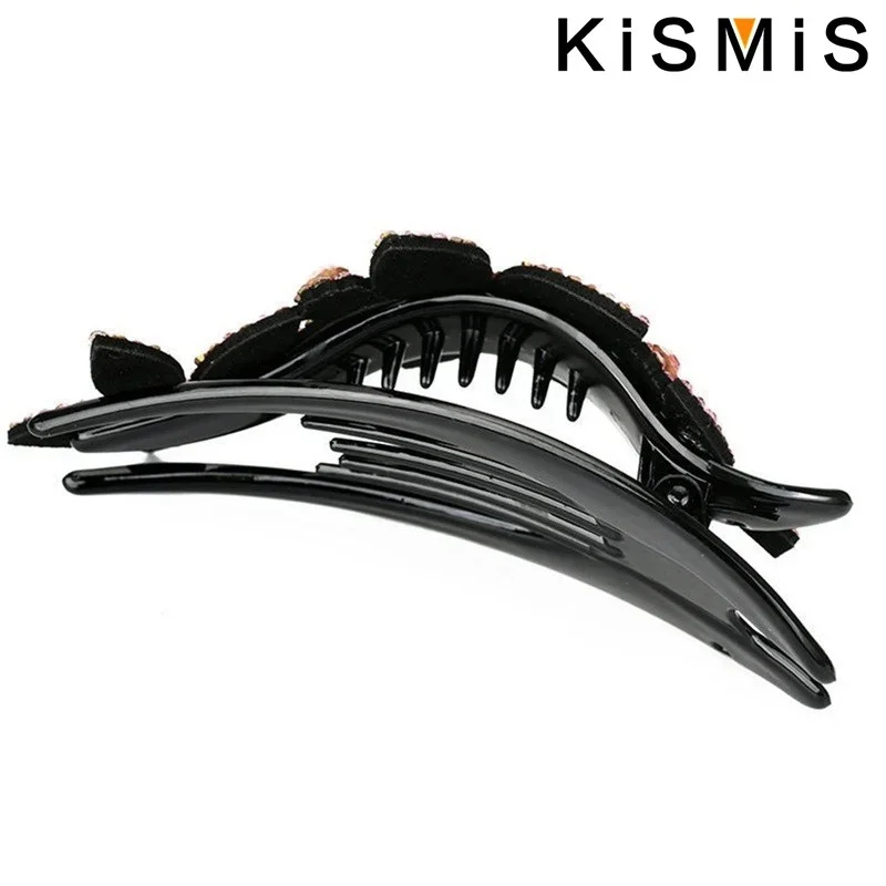 Klip Rambut Temperamen Ganda Berlian Imitasi Warna-warni Klip Ekor Kuda Klip Musim Semi untuk Aksesori Perhiasan Bergaya Wanita