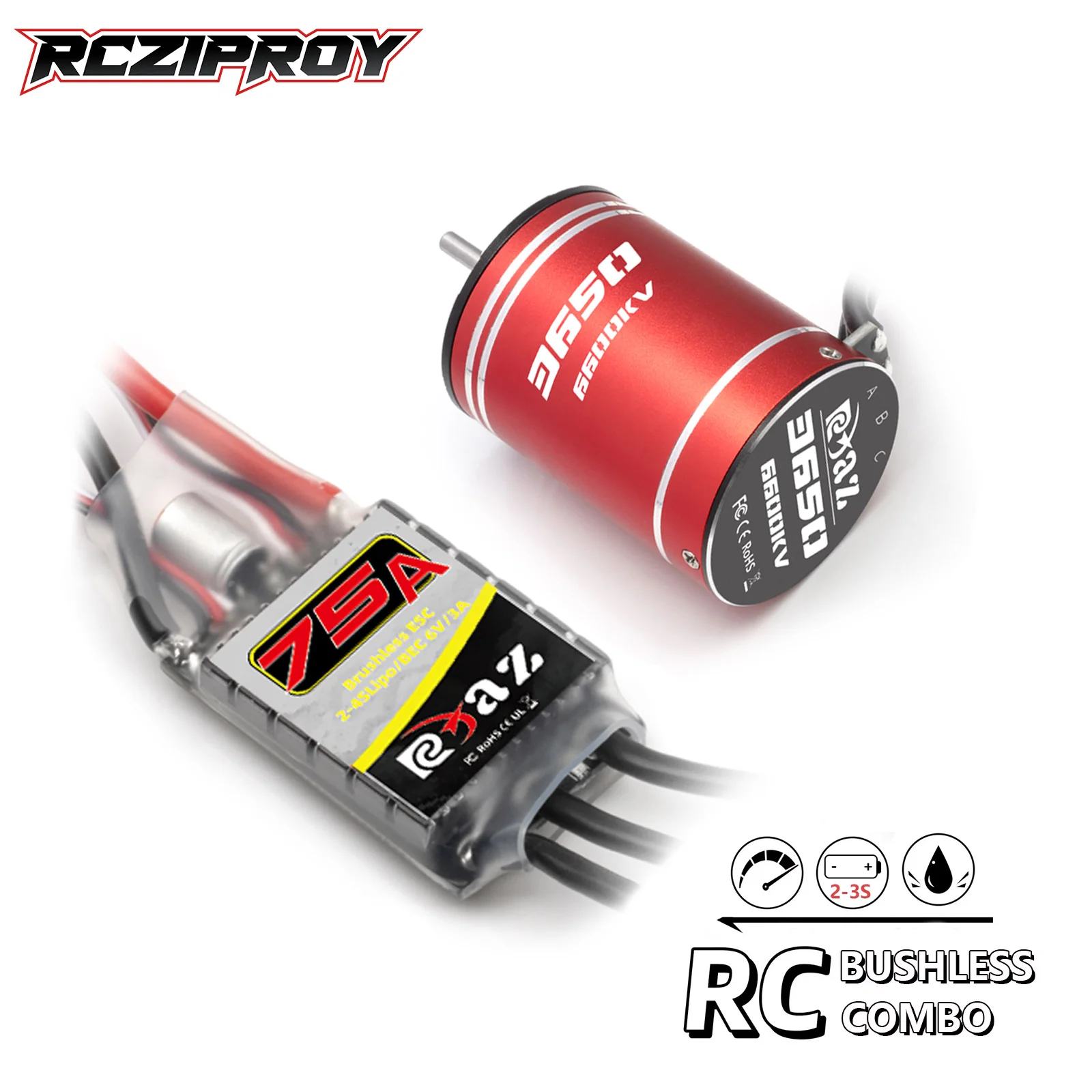 

Бесщеточный двигатель RC 3650 2800KV 3400KV 4600KV 5600KV 6600KV с комбо-контроллером скорости 75A ESC для радиоуправляемых грузовиков и багги масштаба 1/10