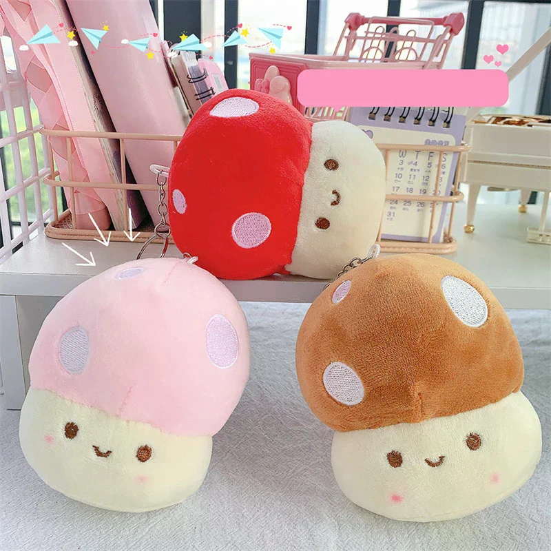 Cartoon Mushroom Doll Keychain Cute Stuffed Plush Toys Car Key Ring Bag Pendant Men Women Boys Girls Key Chain Creative Gift