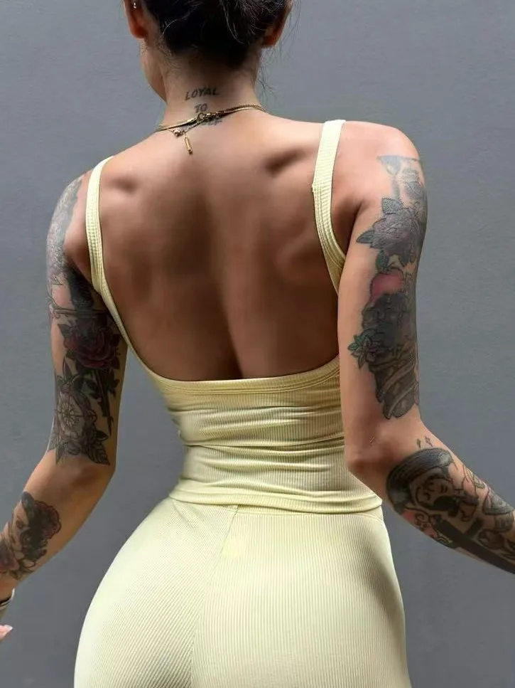 

Новое поступление, женский жилет для йоги с нагрудными подушечками, сексуальный тонкий легкий мягкий дышащий быстросохнущий жилет с открытой спиной для бега, фитнеса и спортзала