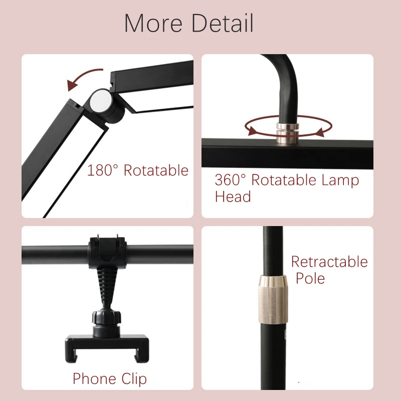 36in Foldable Half Moon Lash Lamp 45W Dimmable LED Metal Floor Light ring for Eyelash Extensions Beauty Salon Photography Studio