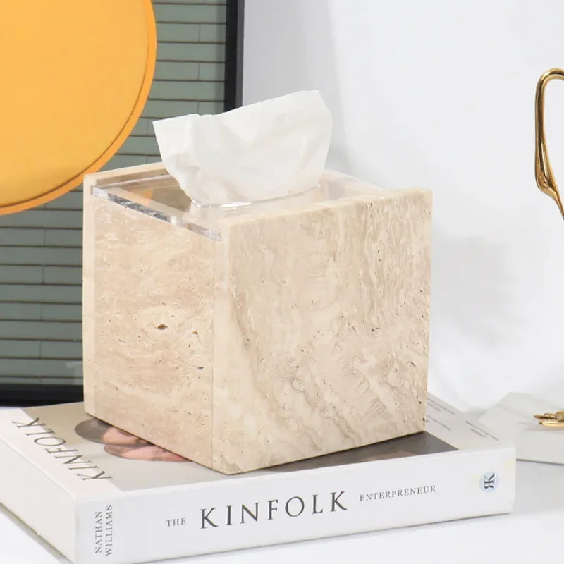 

European Style Luxury Marble Tissue Box Creative Home Hotel Living Room Bathroom High-end Paper Box Decoration