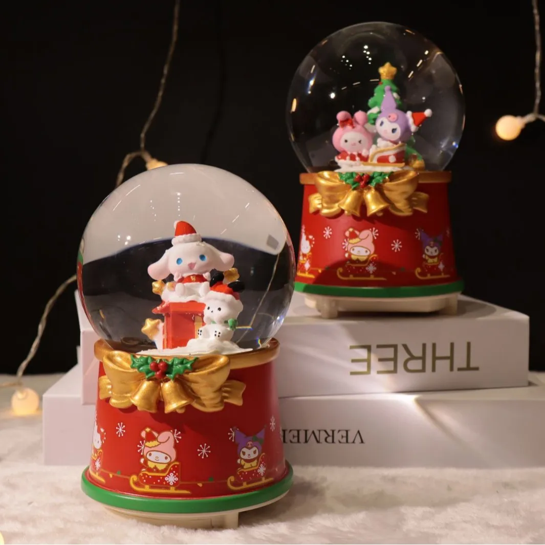 

New cartoon Christmas crystal ball music box bedroom music lighting atmosphere ornaments