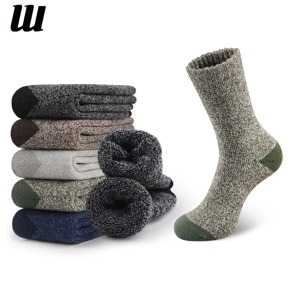 5 Pairs Merino Wool Socks for Men Thick Thermal Socks Warm Winter Outdoor Sports Boot Socks Breathable Hiking Socks for Cold