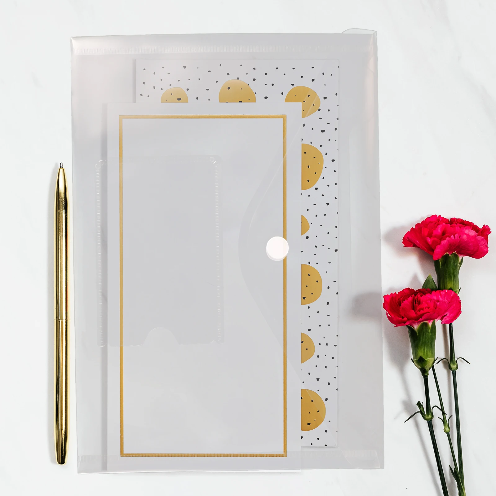 

12Pcs Transparent Document Organizer Plastic File Folder Snap Button Closure Portable A5 File Storage Receipt Invoice Holder