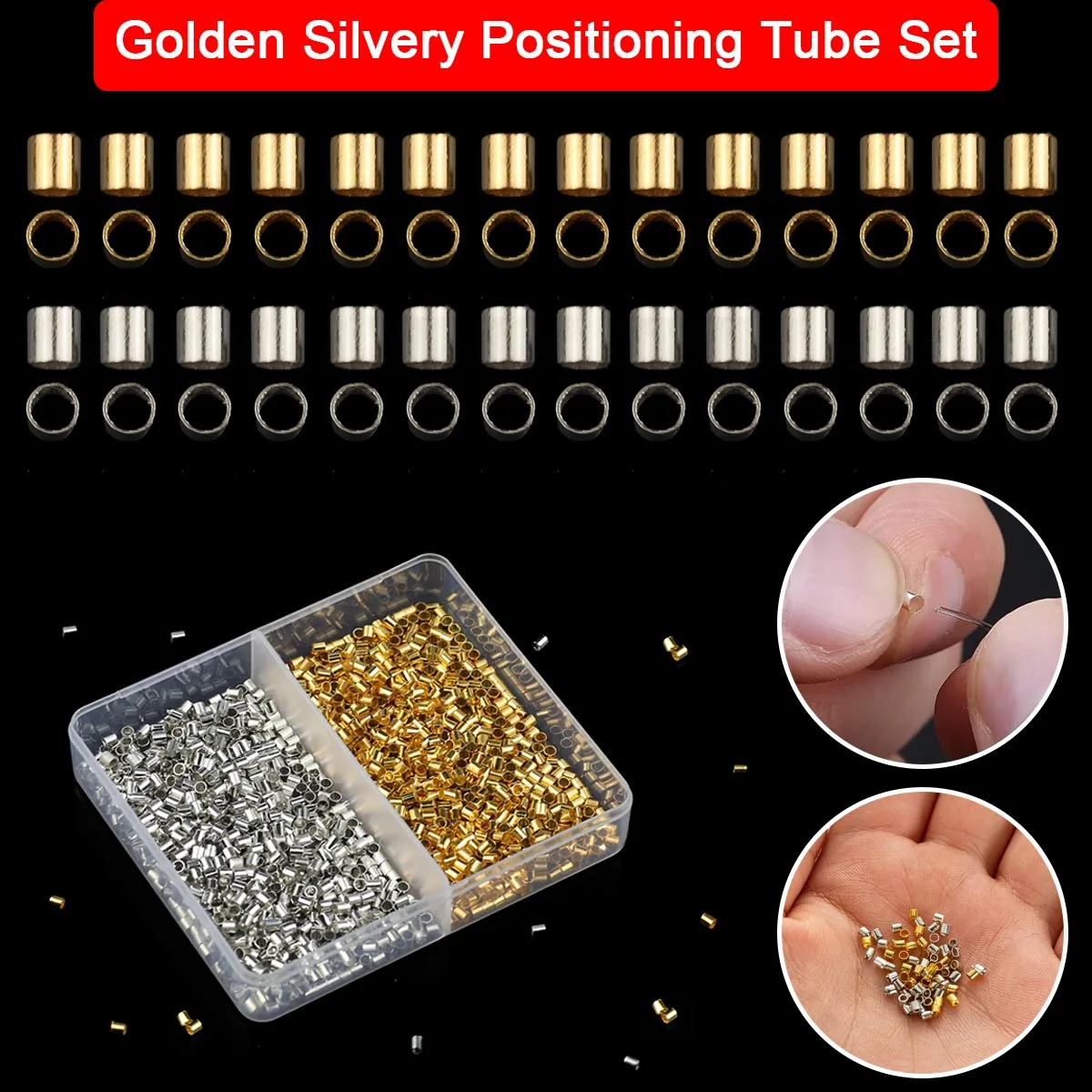 Golden Silvery Positioning Tube Set Loose Spacers Beads For DIY Jewelry Making Handmade Bracelet Necklace Accessories 2mm 600PCS