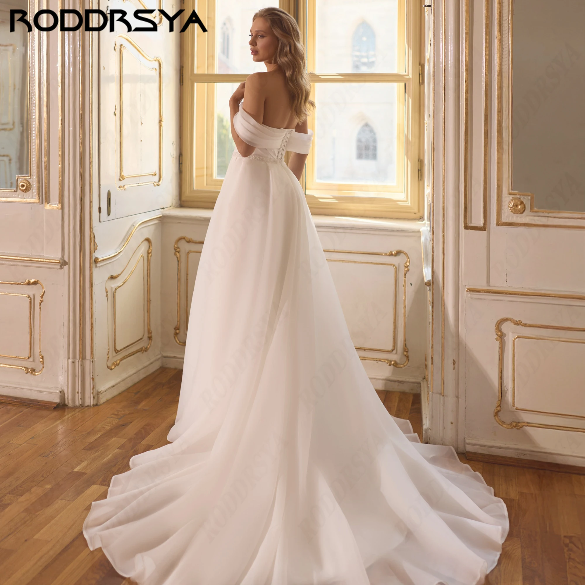 RODDRSYA Customized Organza Sweetheart Wedding Dress Lace Up Back High Split Bridal Gown 2026 Women Church A Line Bride Dress