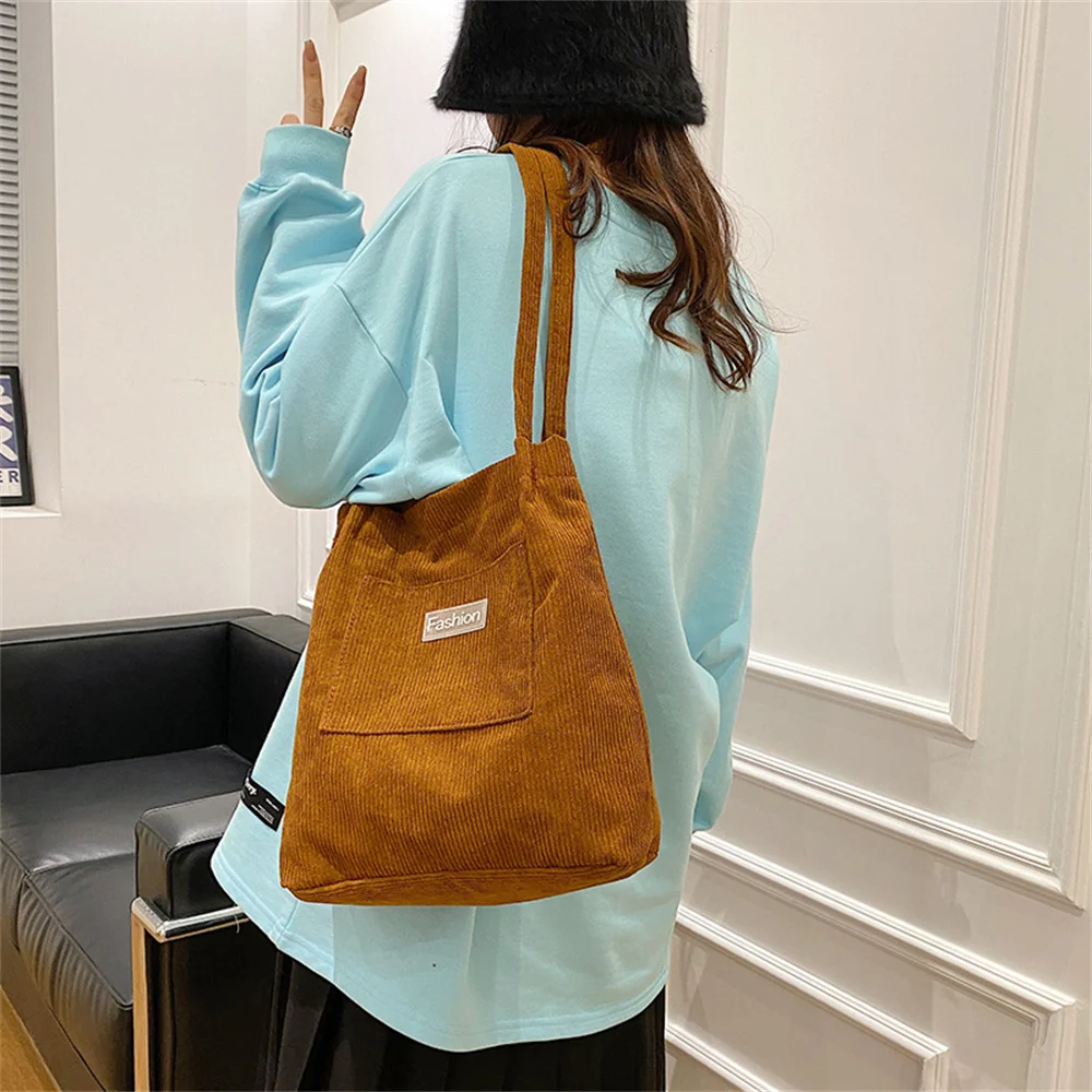 Moda Bolsa das Mulheres de Veludo Simplicidade Grande capacidade Tote Saco Do Punho Curto Harajuku Um Ombro Crossbody Bag