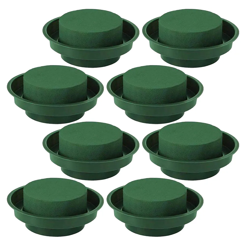 8Pcs Green Wet Foam Rounds in Bowls Floral Arrangement Kit DIY Fresh Flower Holder for Wedding Aisle Banquet Table Centerpiece