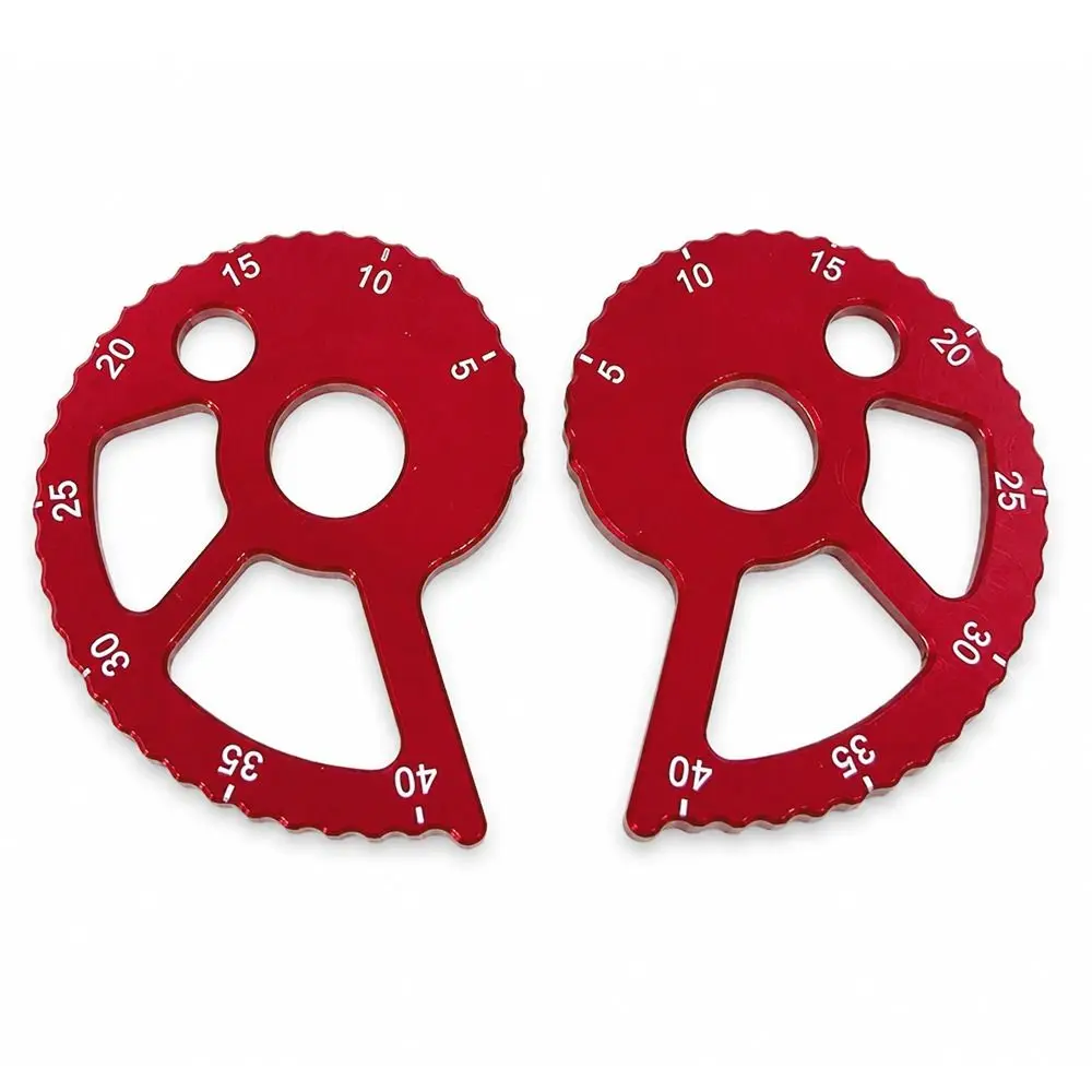 CNC Aluminum Alloy Motorcycle Chain Adjuster Adjustment Scale Rear Wheel Mount Chain Adjuster Tensioner Black / Red