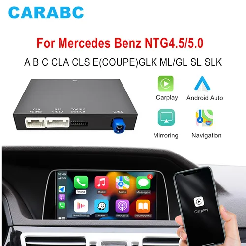 Imagen 1 del producto Para Mercedes Benz A B C E CLA CLS GLA GLC GLK SLK ML GL NTG4.5 5,0 sistema inalámbrico CarPlay Android Auto enlace de espejo AirPlay