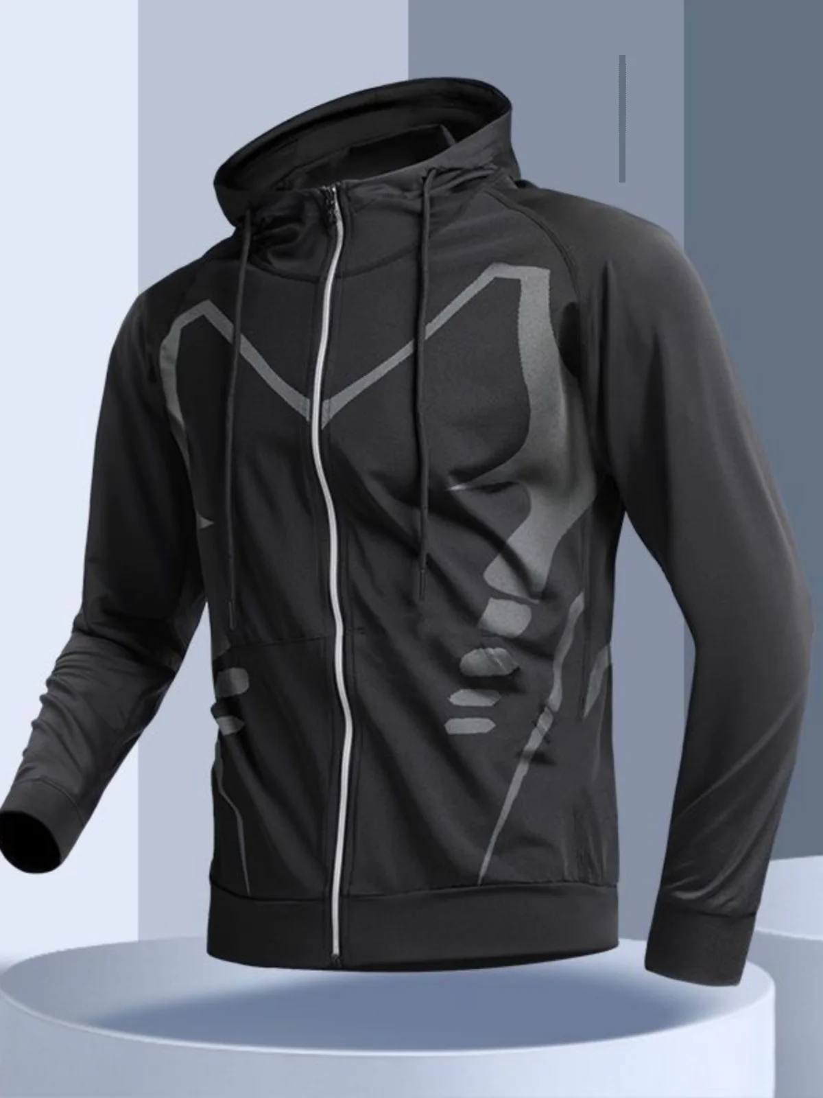 

Men's Fitn Jaet with Hood Long Sve Spring Autumn Sle Qui Dry Breathable Loose Running Training Baskeall Coat
