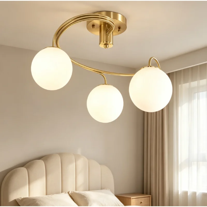 Golden Curved Branch Ceiling Light  Polished Copper Modern Ceiling Fixture,  Socket Indoor Ceiling Light Copper Vintage Semi Flu