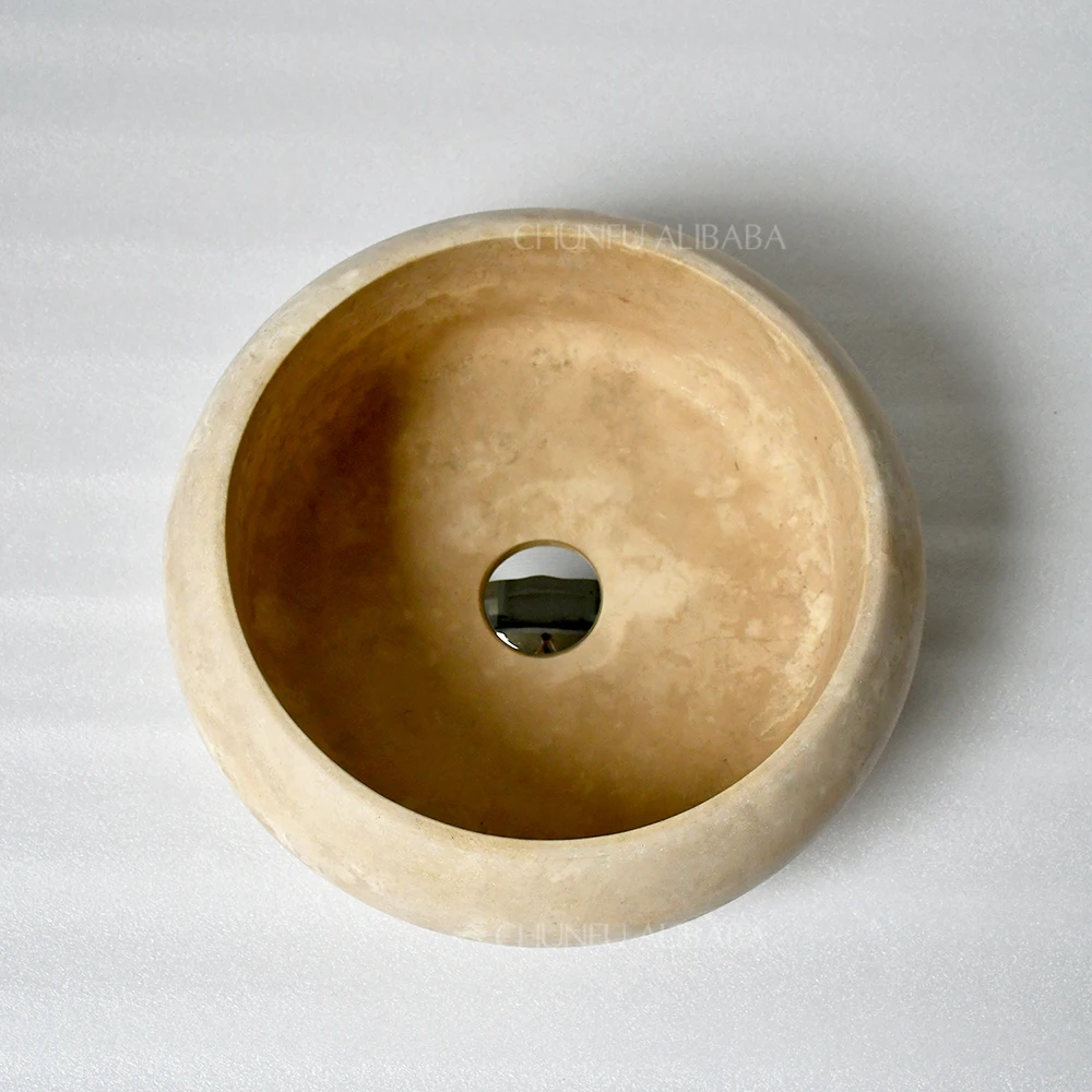 Modern Style Travertine Bathroom Sink Customizable Polished Surface Counter Mounted Hotel Hospital Villa Washroom Use Easy Clean